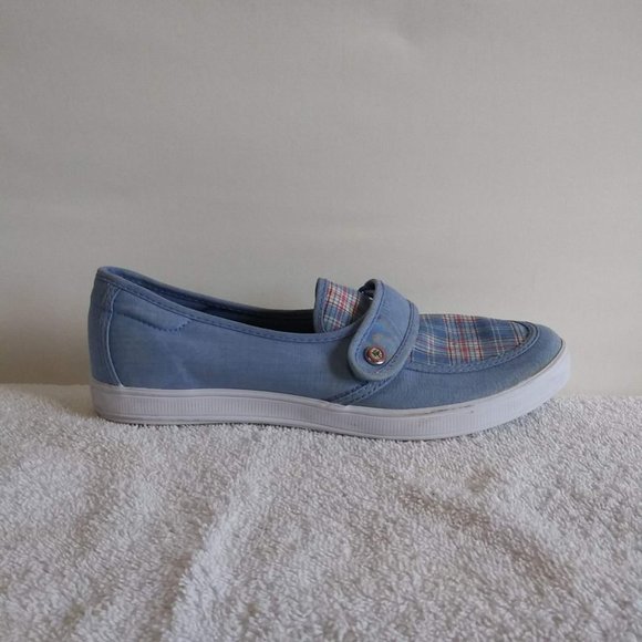 Grasshopper Light Blue Denim Plaid Boat Shoe - Picture 2 of 11